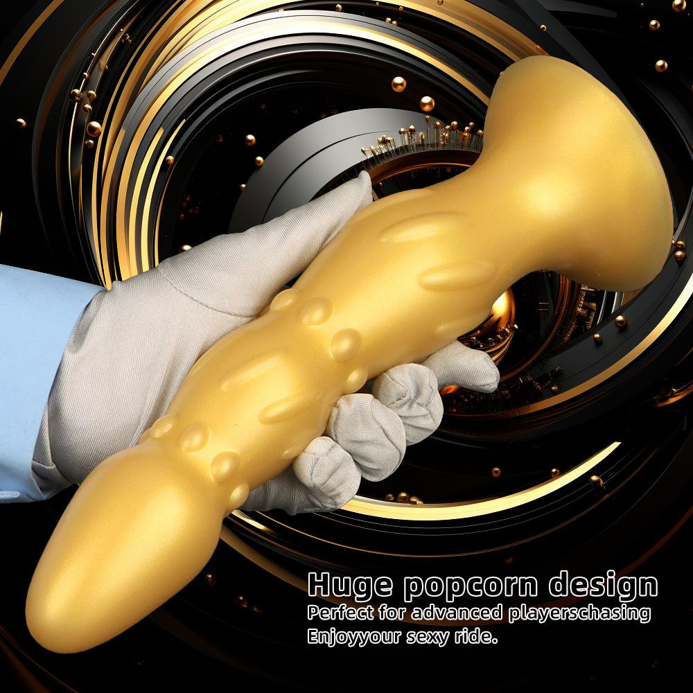 Golden Silicone Extra Long  Extra Large  and Extra Thick Anal Plug for Wearing Anal Strips While Going Out To Practice The Anus