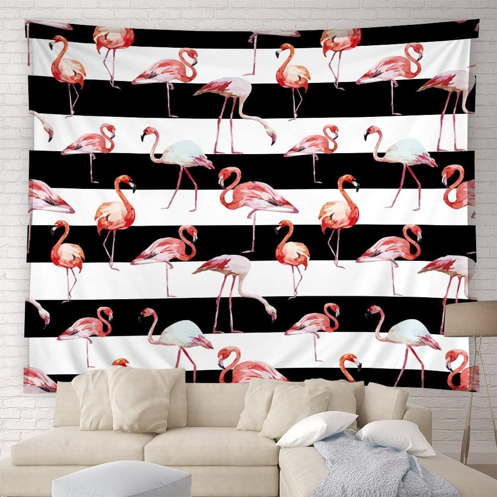 Aesthetic Flamingo Pattern Tapestry Polyester Wall Hanging Tropical Boho Chic Living Room Jungle Animal Print Decor Home Decorat