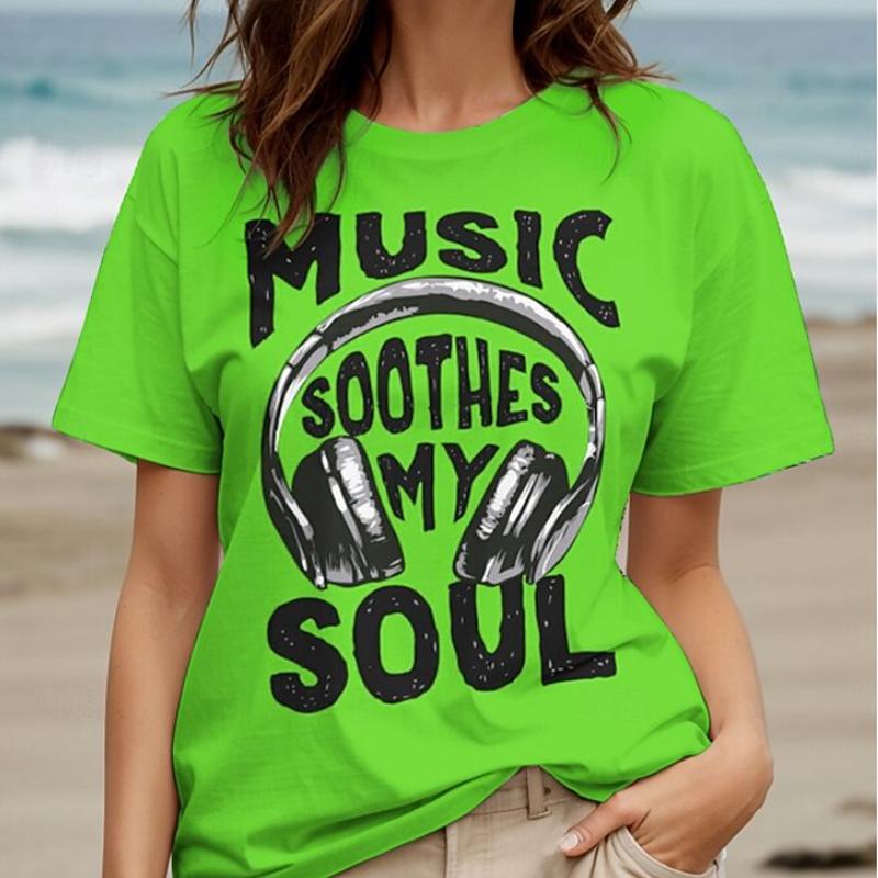 Damen Sommer T-Shirt Retro Mode Kurzarm T-Shirts Lässig Monogramm Bedruckte Oberteile