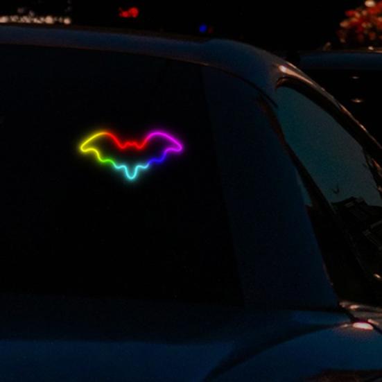 Solar Bat Shape LED Car Window Light Decorative Interior Atmosphere Lamp for Car Door Dashboard Triangle Window Unique Vehicle Accessory