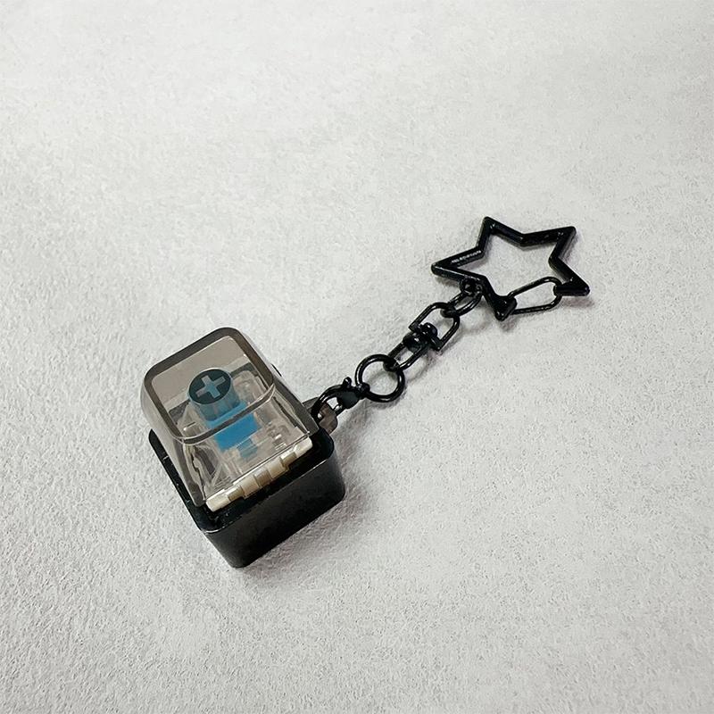 Transparent Star Keyboard Keychain Pendant Decompression Keys PC Cap Fingertip Press Mechanical Keyboard EDC