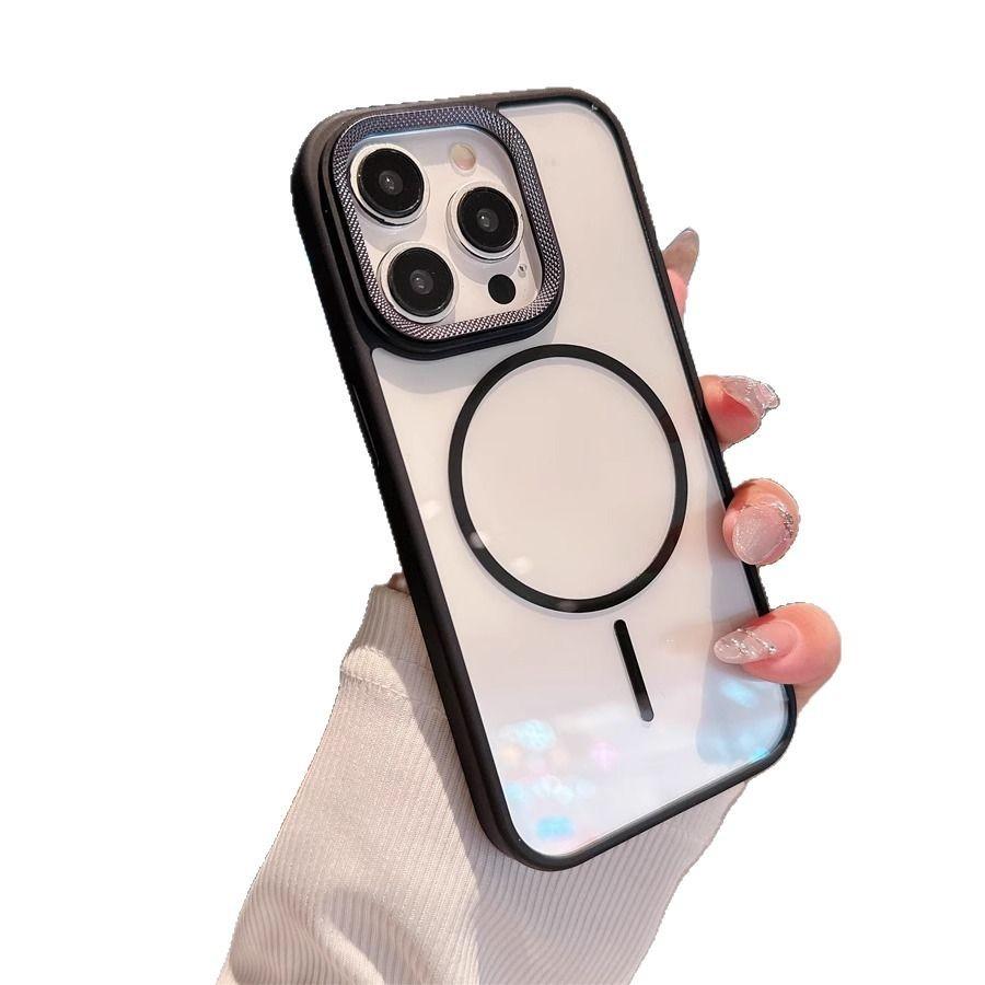 Passend für Apple 16 Hochdurchsichtiger Ring Magnetische Saug Handyhülle IPhone 15 Bohrmuster Linse PC Anti-Fall Schutzhülle