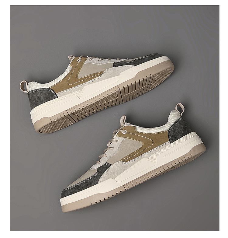 Spring/Autumn 2024 Men's Retro Business Casual Non-Slip Soft Sole Breathable Patchwork Board Shoes
