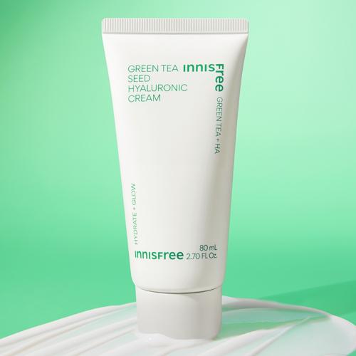 Innisfree [free Gift]  Large Volume  Green Tea Seed Hyaluronic Acid Cream 80ml + 15ml 2