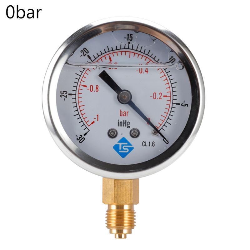 Compound Pressure Vacuum Gauge Glycerine Filled -1/10Bar & -30*Hg 1/4 BSP Bottom Dropship