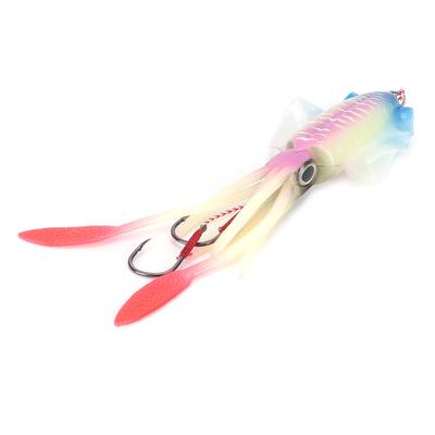 Angeln Tintenfischköder Oktopus UV Leuchtende Tintenfischjigs mit Haken Angelwobbler Köder Weichköder Rosa Blau