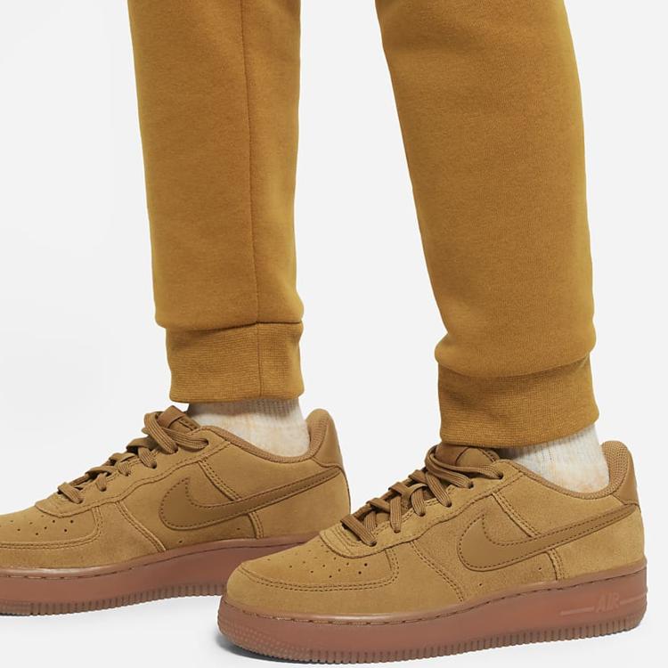 Nike Knitted Sports Pants With Logo Embroidery And Fleece Cuffs Kids Bottoms Desert-Yellow CJ7863-754