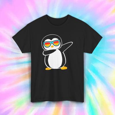 Dabbing Penguin T-Shirt Mens Womens Tees Top | Funny Cartoon Graphic Tee | Cute Animal Shirt