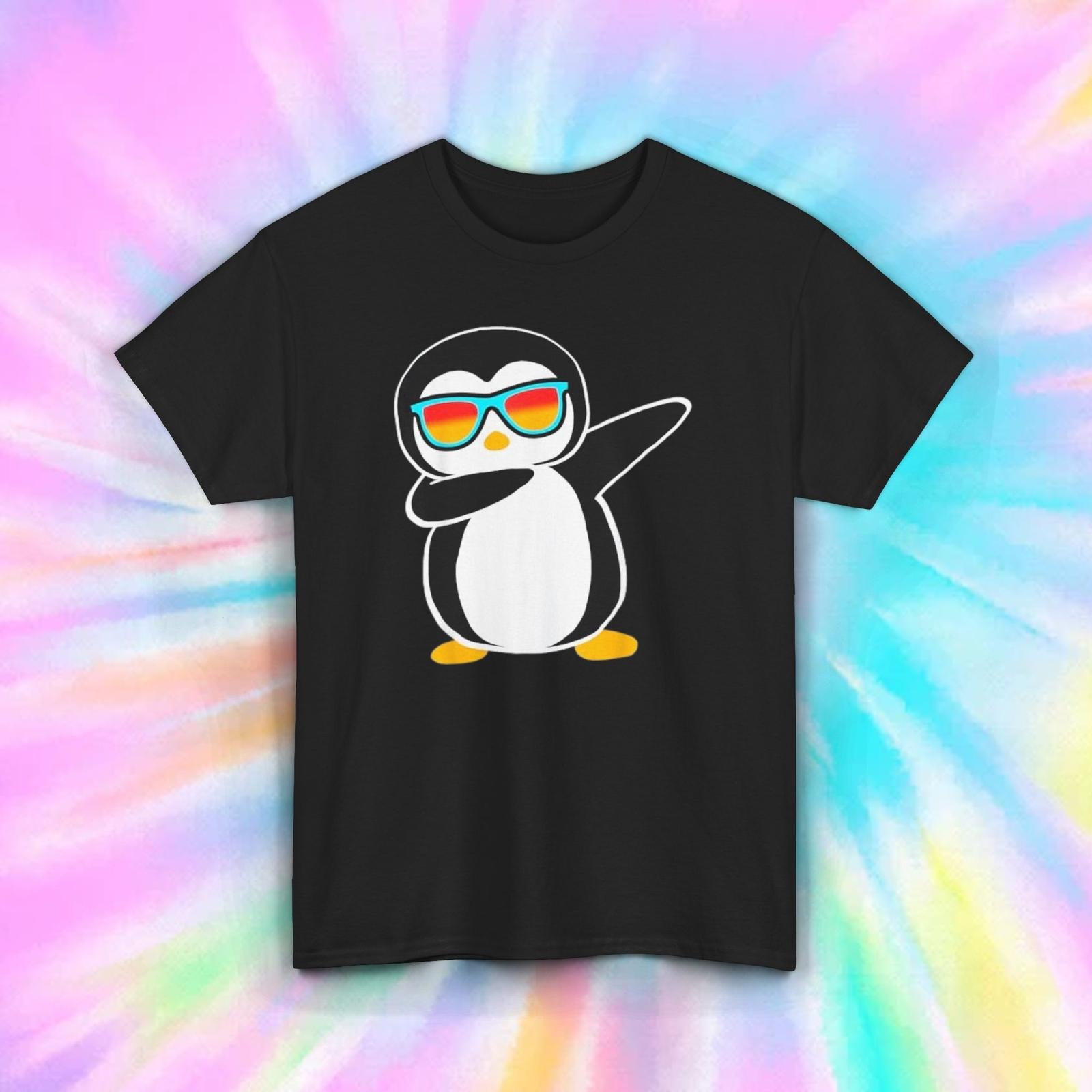 Dabbing Penguin T-Shirt Mens Womens Tees Top | Funny Cartoon Graphic Tee | Cute Animal Shirt M