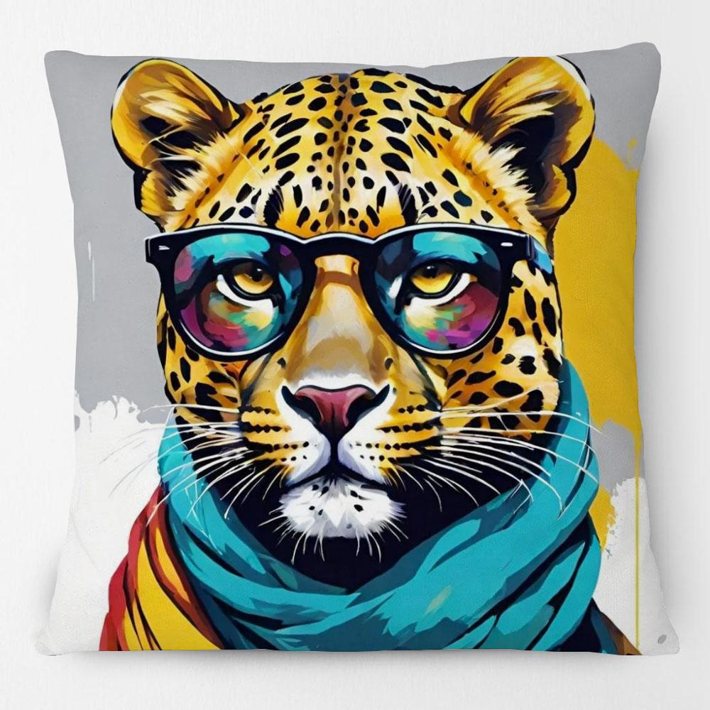 European Art Leopard Hipster Funky Animal Portrait Poster Cushion Covers Pillow Case For Sofa