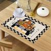 42x32cm Halloween Plaid Linen Dining Tables Mat Heat Resistant Placemat Table Drink Cup Coaster Kitchen Accessories Wholesale