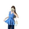 Korean neck V-neck sleeveless sling vest women's design sense waist temperament plaid shirt top women's autumn