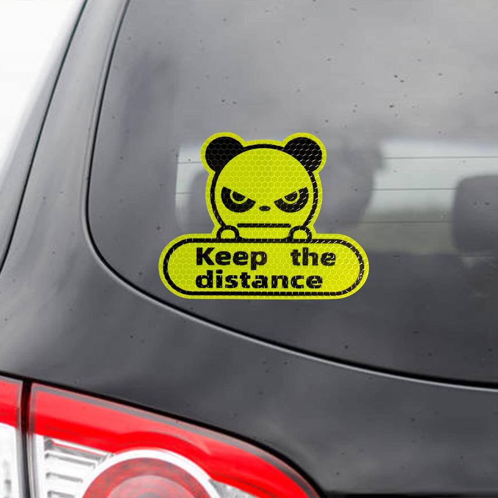 Reflective Car Decal, Distance Sticker, High Visibility Panda Sticker, Adhesive Car Accessories, Outdoor, Travel, Driving