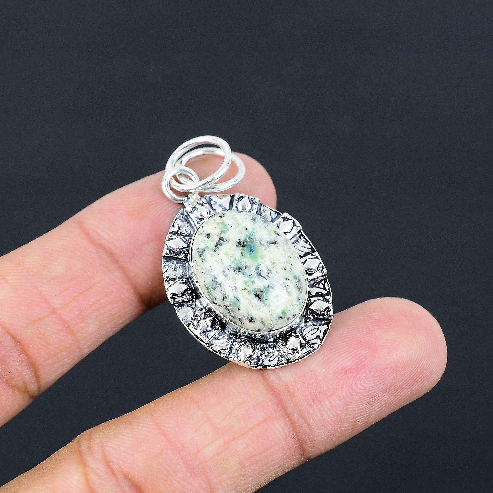 

Daughters Day Sale Oval Natural K2 Jasper Bezel Mother Pendant Sterling Silver