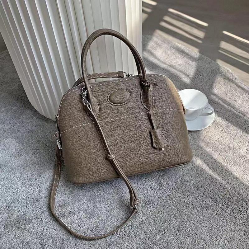 Tasche mit Litschi-Muster Neue Tasche Groß Leder Großes Fassungsvermögen Kopfschicht Rindsleder Bowling Damentasche