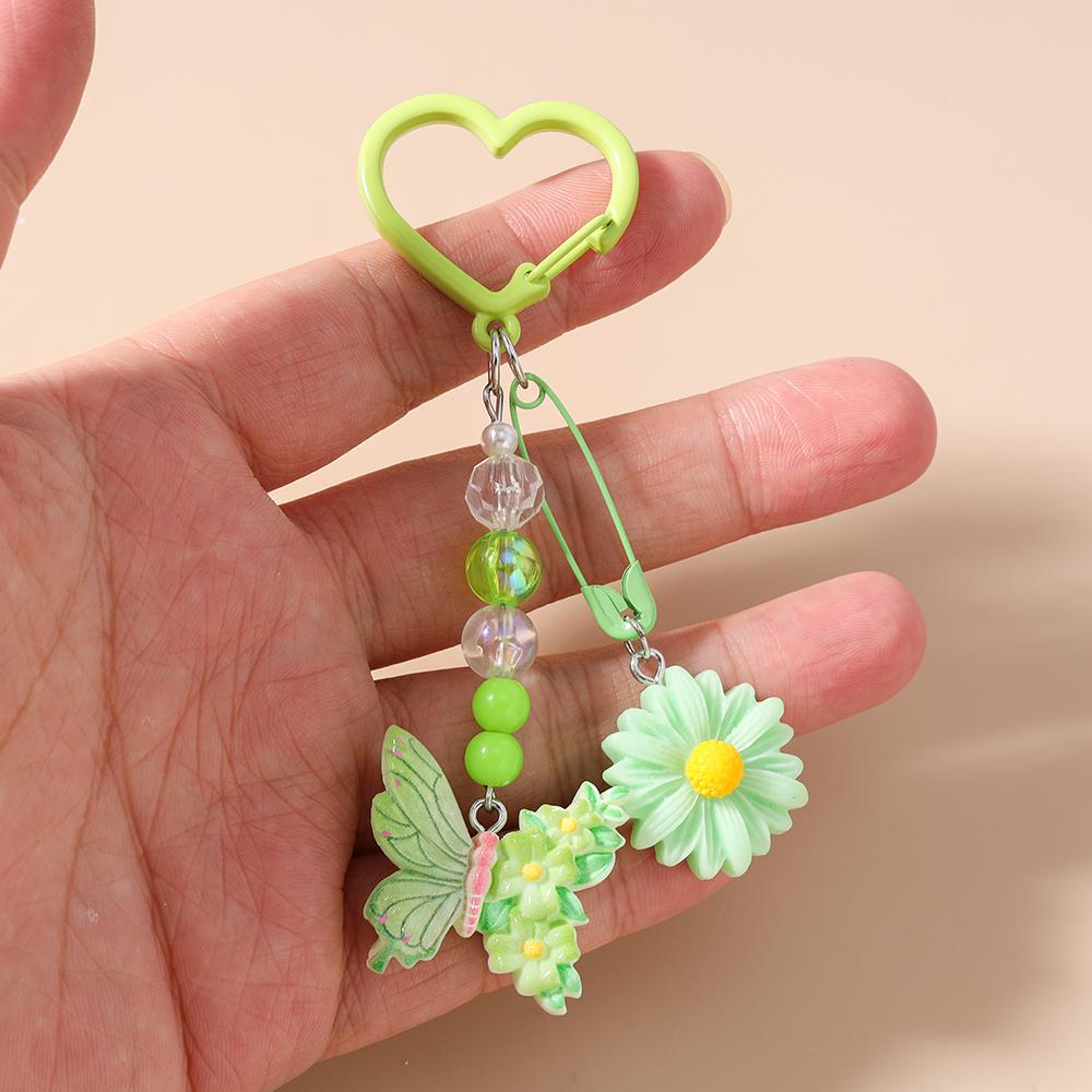 Pretty Resin Butterfly Key Chain Women Girls Flower Key Ring Pendants for Handbag Charms DIY Kid's Jewelry Gifts