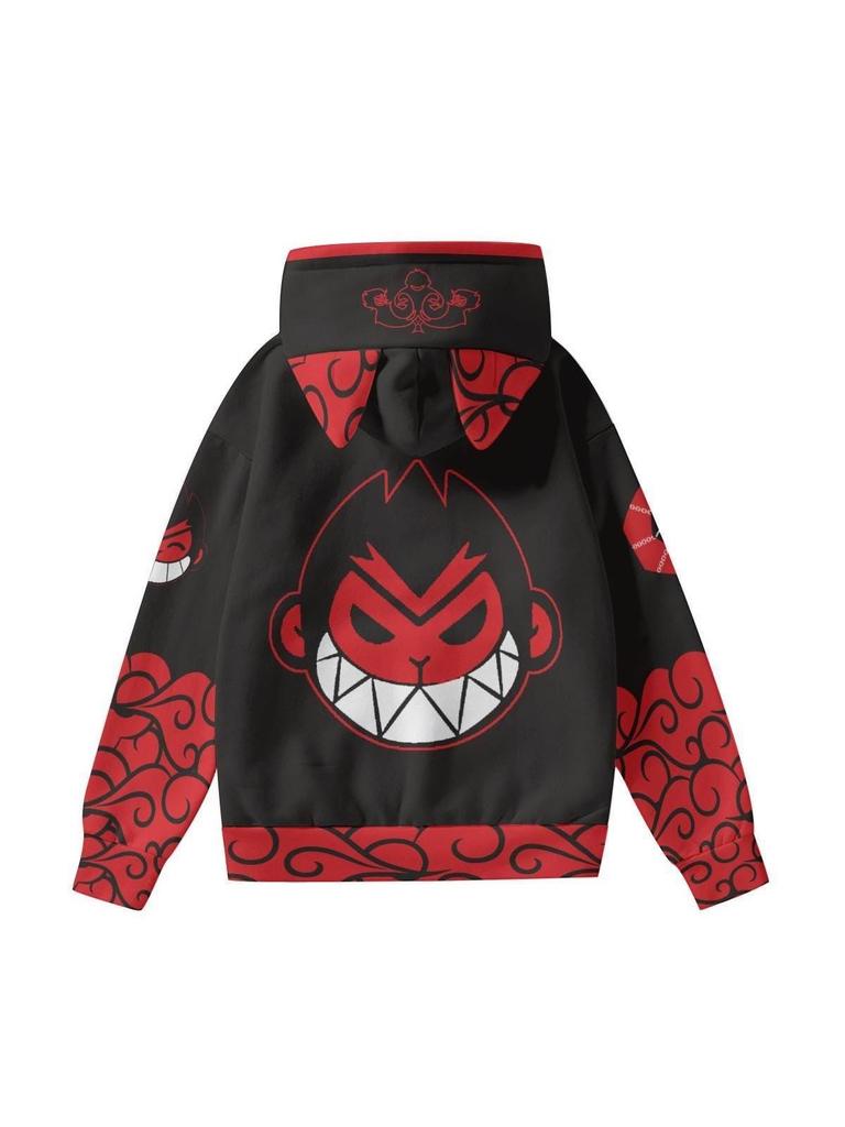 DZ Style Dämonenjägerin Mädchen Tigerohren Hoodie - Niedliches Anime Wukong Panda Frosch Design