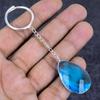 Natural Swiss Blue Topaz Gemstone 925 Sterling Silver Jewelry Keychain 3.15" ETC-13837