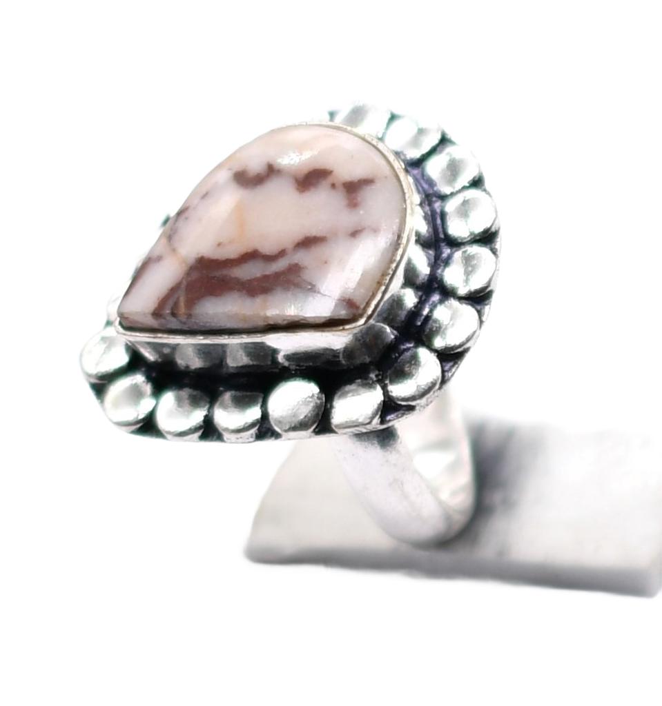 Wild Horse Jasper Natural Gemstone Silver Plated Ring US Size-5.5 R 5334