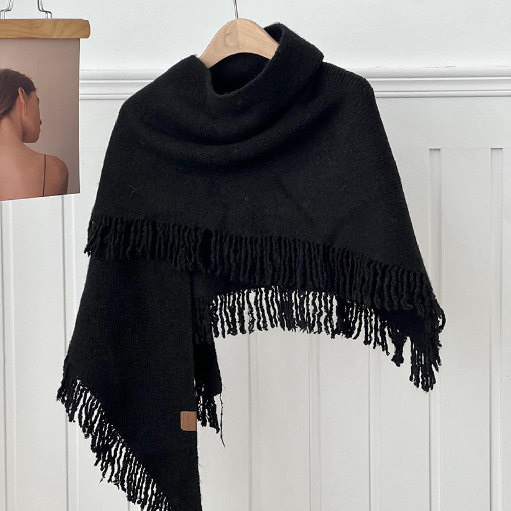 Wool Knitted Scarf Windproof Large Wraps Retro Large Triangle Shawl Women