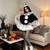 Adult Halloween Outfit Set, Black White Party Costume with Ruffle Collar and Pull On Styling for Dance Photos