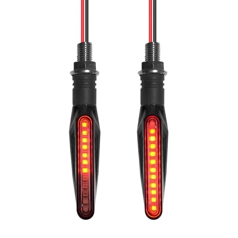 2PCS Universal LED Motorcycle Turn Signals - 12V IP68 Waterproof Amber Flasher Indicator Rear Lights