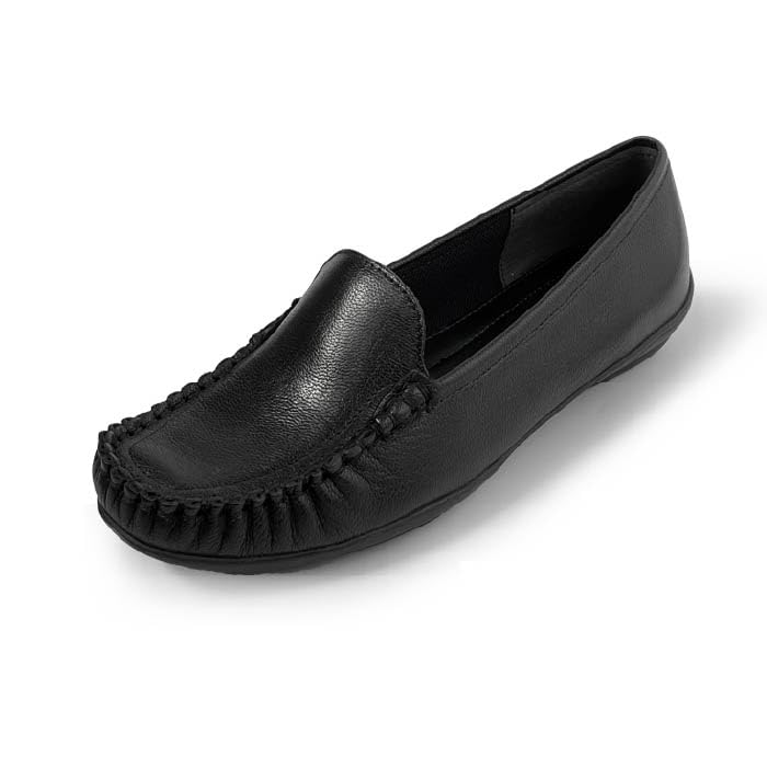 

Airy Step Women s Moccasin Slip-On Genuine Leather Flats with Low Heels, Comfortable to Walk in, Model Number 6339, Size 24.0, Black