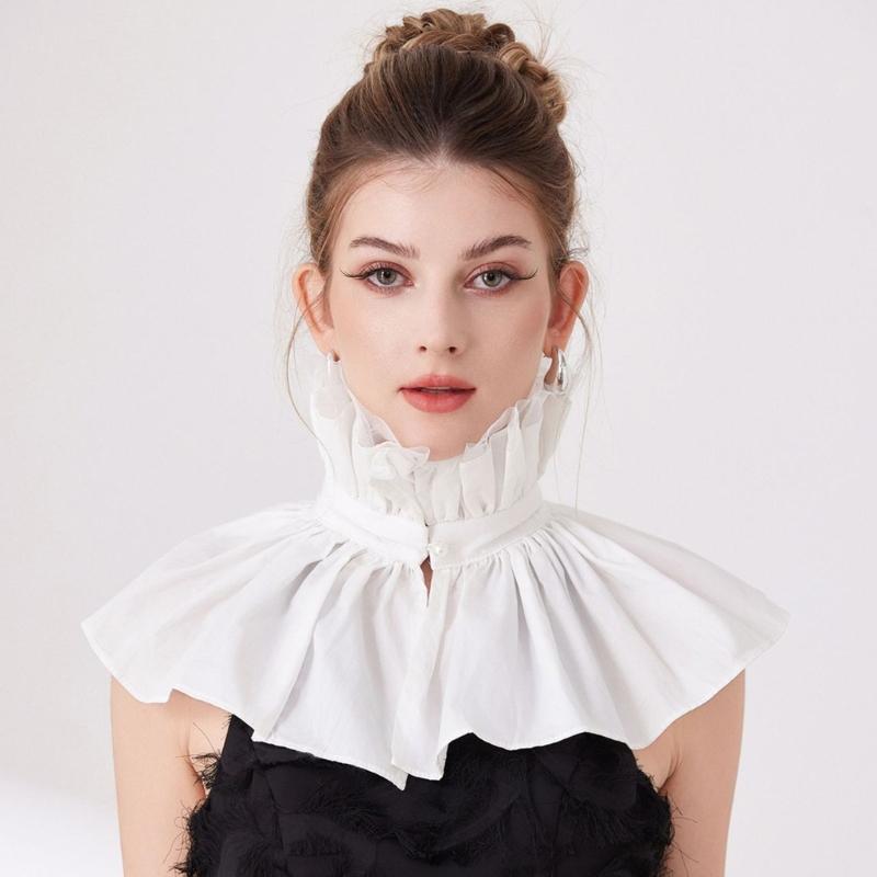 White Detachable Ruffle Collar Accessory Stand Collar Overlay for Portrait Styling, Costume Wear, Layered Outfits