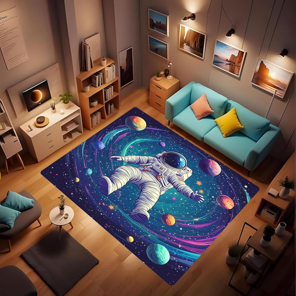 Astronaut Teppich Kinder Krabbelmatte Fußmatte Wohnzimmer Bereichsteppich Spielbereich Badezimmer Bodenmatte Bereichsteppich Yoga Wohnzimmer
