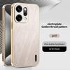 Stripe Thread Texture Leather Back Plating Case For OPPO Reno14 Reno13 Pro F 5G Anti Fingerprint Slide Camera Protector Shell