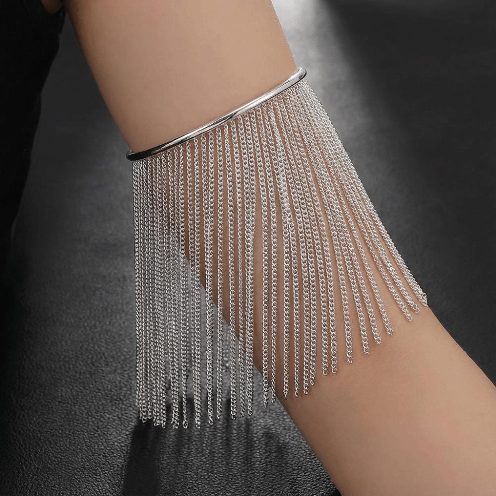 Adjustable Fringe Arm Cuff Bangle Zinc Zinc Alloy Open Upper Arm Chain Jewelry Tassels Armband  Party