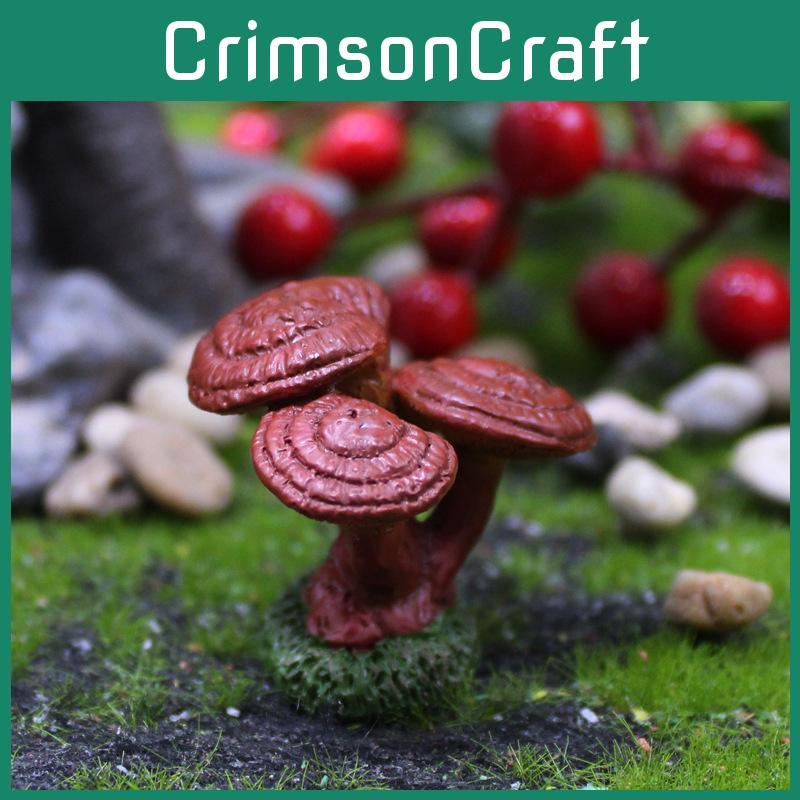 Micro Landscape Mushroom Resin Fungi Model With Faux Plants Decor Gifts Toy
