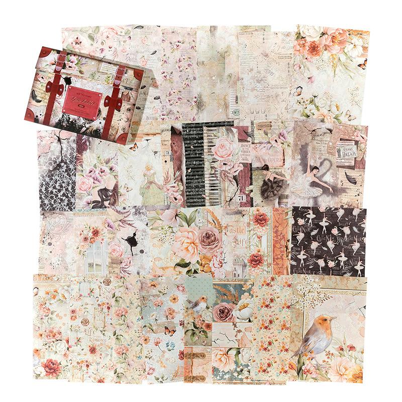 60pcs Vintage Fantasy Scrapbooking Paper Kit - Mixed Color Butterfly, Flower & Window Patterns for Junk Journals, Planners & DIY Crafts