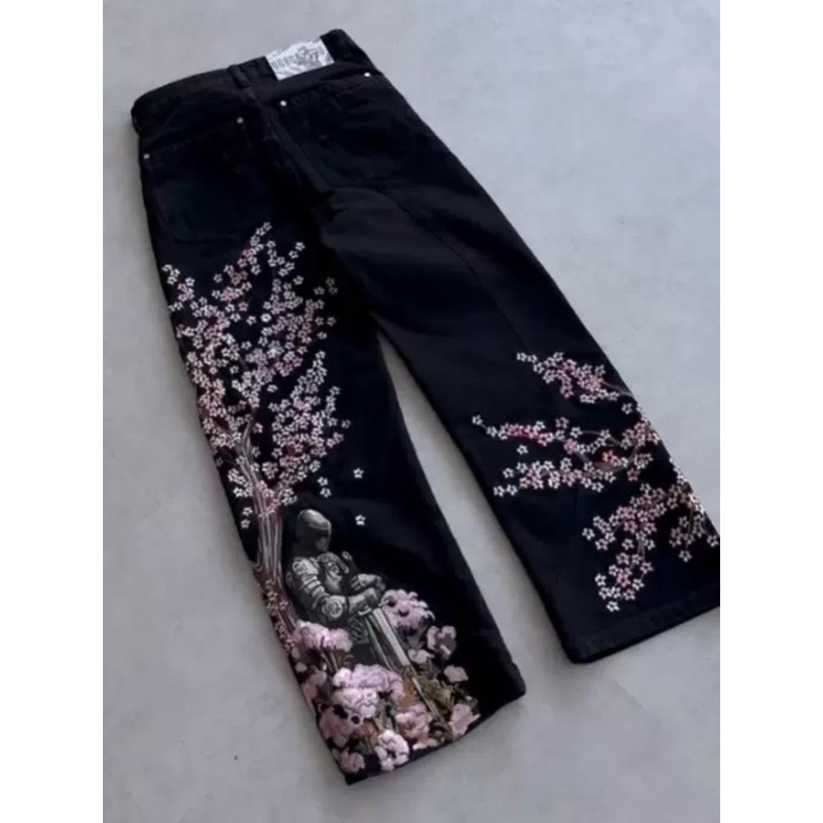 Y2K Harajuku Džinsi Goth Vintage Plūmju