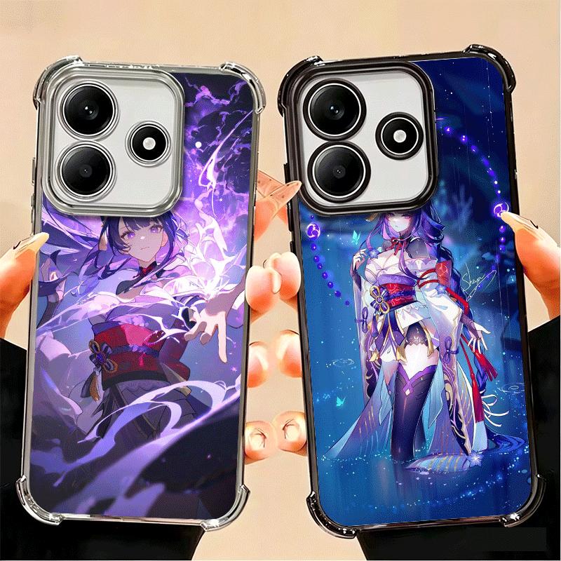 Genshin Impact Raiden Shogun Plating Phone Case For Xiaomi Poco X5 X6 X7 X8 Pro Max F8 Ultra F7 M8 M7 M5S Redmi 15C 15 14C 13C 1