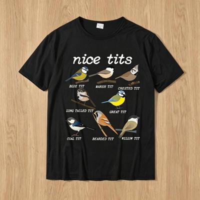 Fashion New Nice Tits Funny Bird Watching Funny Tit Birds Birdwatcher TShirt Cotton Tops T Shirt Design Special Street T Shirts