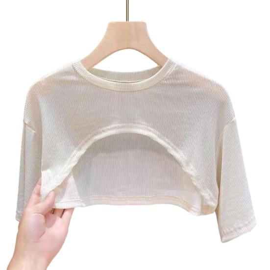 Sunscreen Tops Women Short Sleeve Round Neck Tee Shirt Solid Color Thin