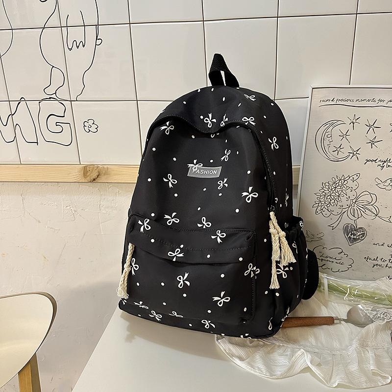Versatile Bowknot Lightweight School Backpack for Junior and High School Students, Large Capacity, Stylish