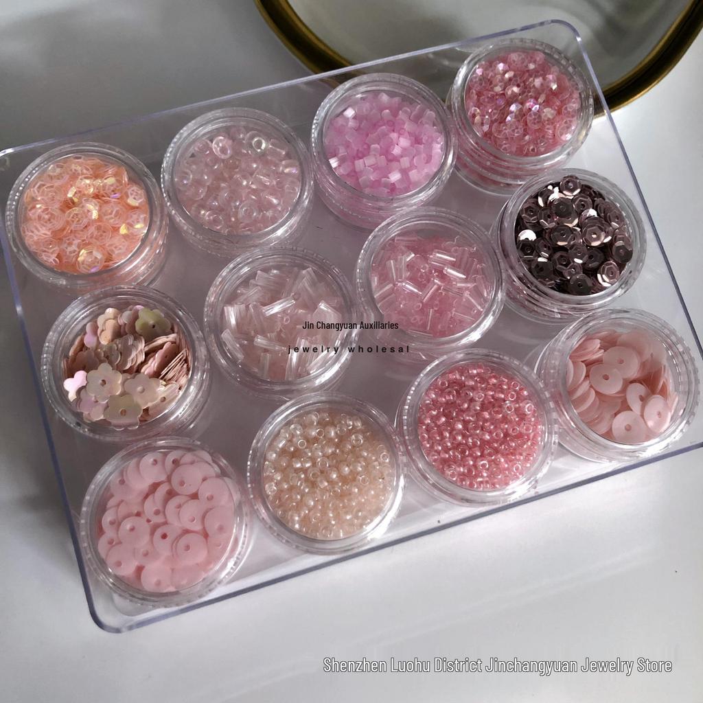 Pink Series Seed Beads & Sequins for DIY Handcrafts and Ancient Style Embroidery
