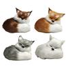 Simulated Fox Model Realistic Artificial Fur Sleeping Fox Figurine Mini Animal Statue Home Office Decoration Ornament Animal Lovers Gift
