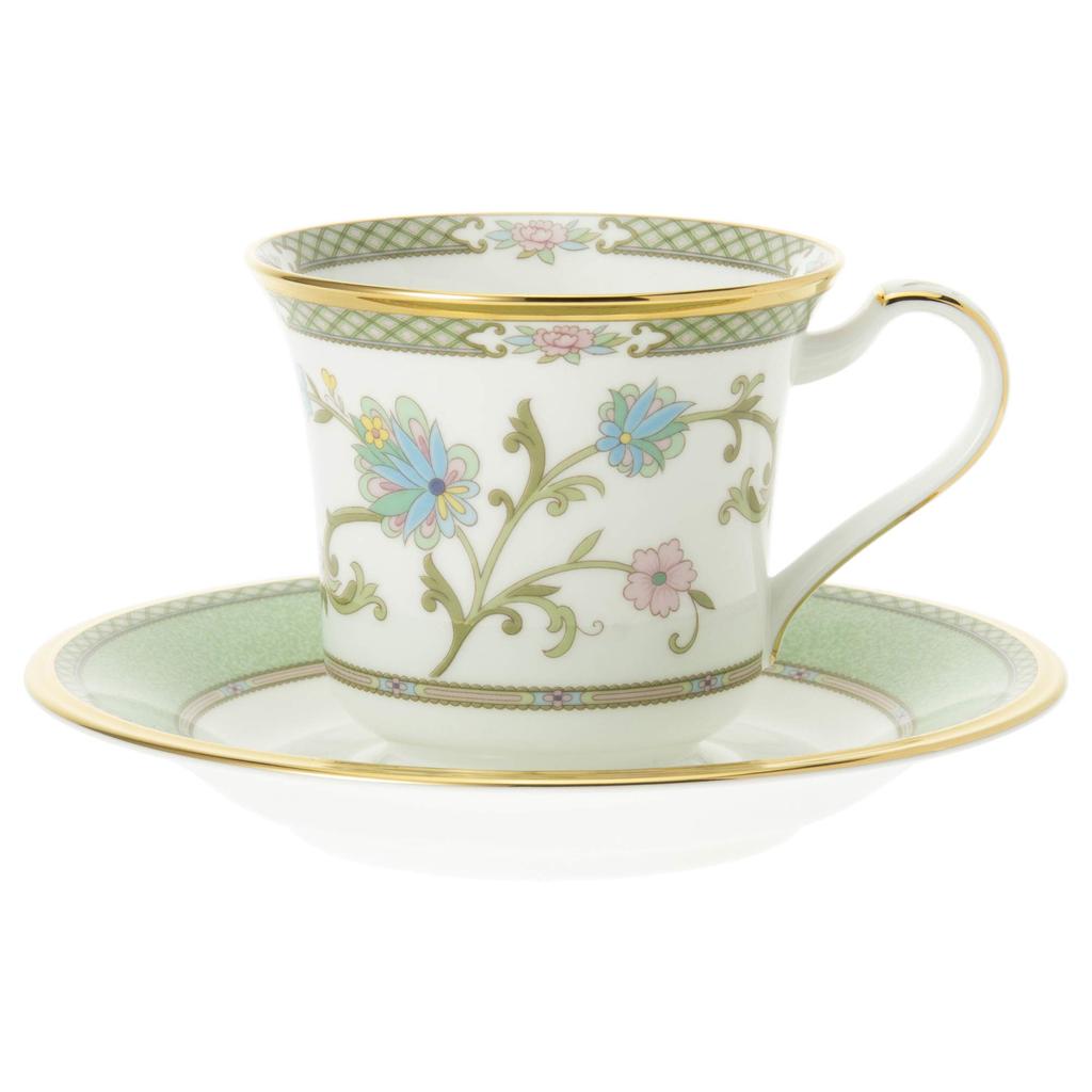 Noritake American Cup Saucer 220cc Yoshino 2 Customers Green Bone China & (Pair Set) Y6704/9983
