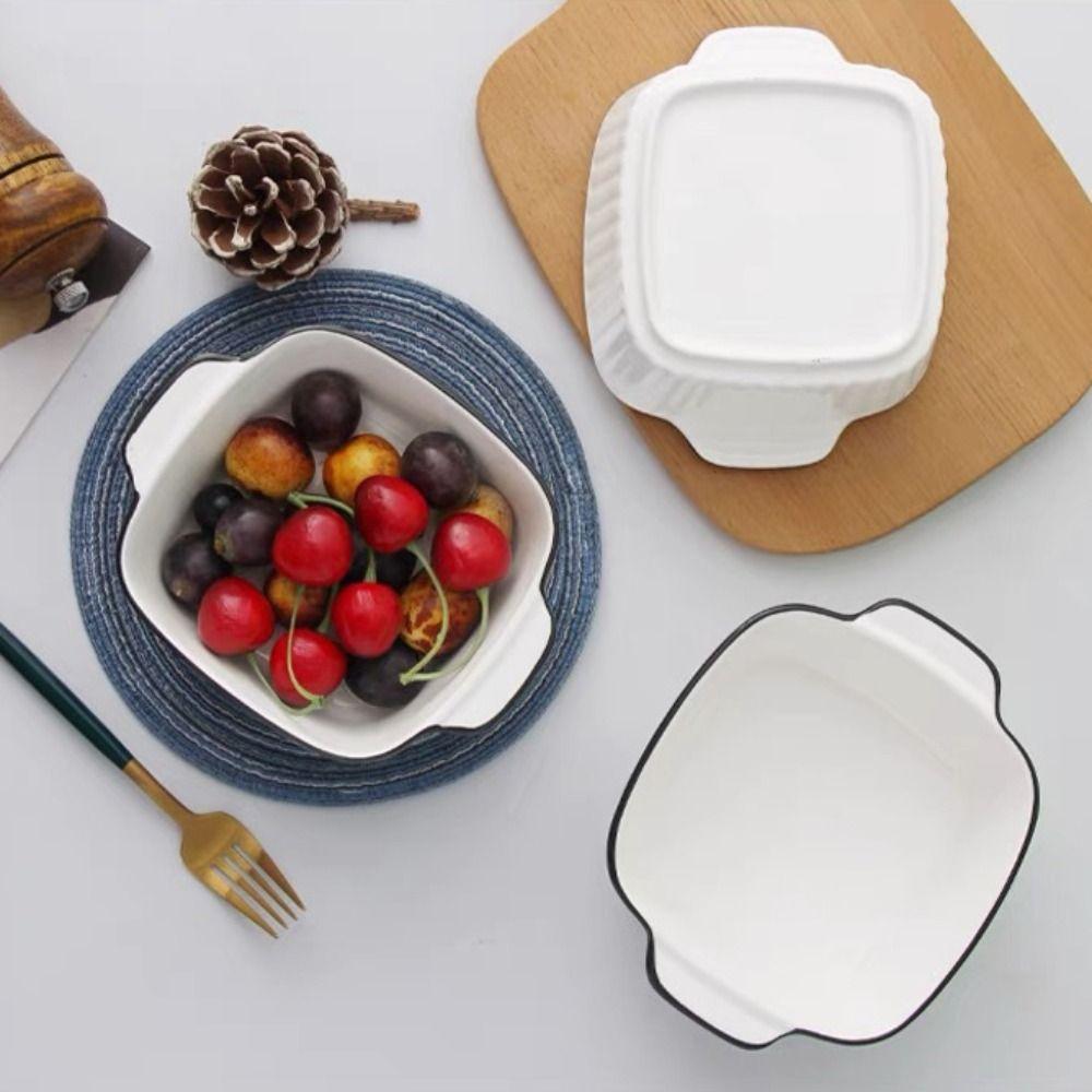 4PCS Heat-resistant Lasagna Baking Pan Non-slip Rice Bowl Kitchen Dinnerware Fruit Bowl Dessert