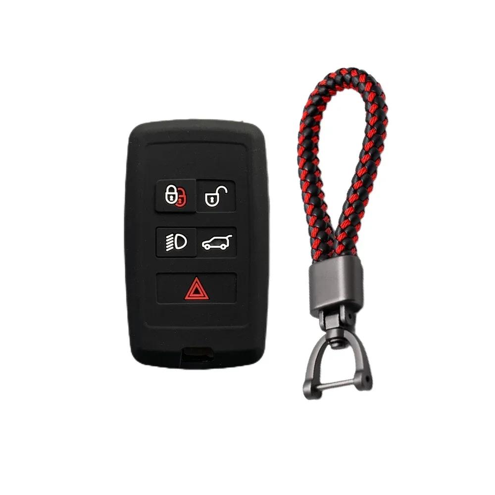 For Land Rover Range Rover Sport Velar Evoque Freelander2 Discovery Jaguar XF XJ XJL XE Silicone Car Fob Key Case Cover Keychain
