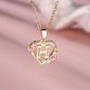 1 Pc Golden Color 26 English Letter Heart Necklace Rose Flower Pendant Wedding Band Jewelry Valentine's Day Gift