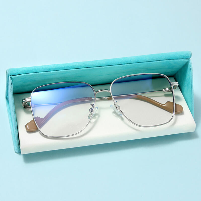 NeoRetro F8038 Oblique Metal Glasses Silver
