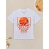 Kids Crewneck Short Sleeve Tee, Red Basketball Drip Print