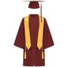 Unisex Kids Graduation Gown Set V Neck Long Sleeve Front Zipper Robe Academic Hat Stole Tassel Ceremony Outfit