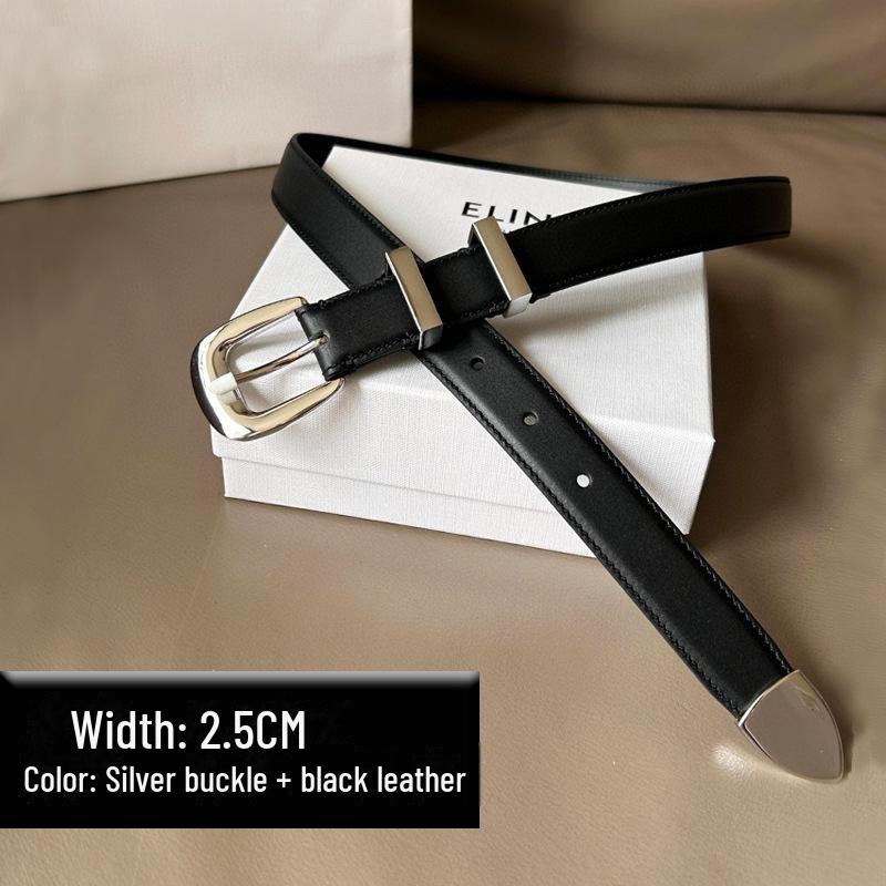 

Женский ремень из натуральной кожи, двухсторонний, универсальный, 2,5 см 90cm (Waist 24-25)