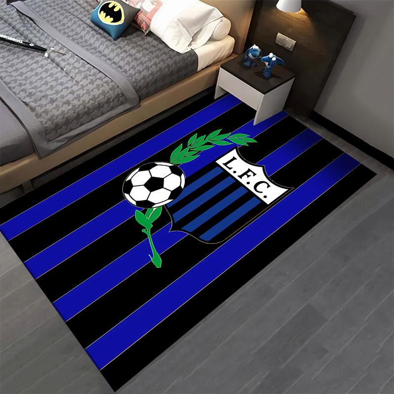Soccer Emblem Striped Carpet suitable as a non-slip mat for the living room or bedroom sofa
