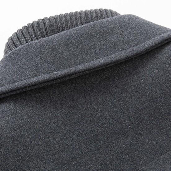 Giacca da Uomo Monocolore Finto Due Pezzi Autunno Inverno Zip Bottoni Cappotto per Uso Quotidiano